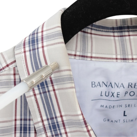Banana Republic Luxe Poplin Grant Slim Fit Buttondown Summer Chic Men's Size L - Picture 4 of 9